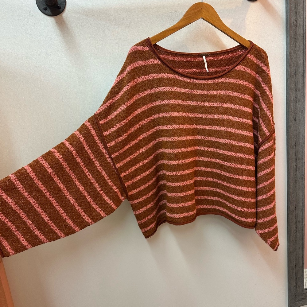Free People Bardot Sweater - Rust and Blush - Picture 3 of 5